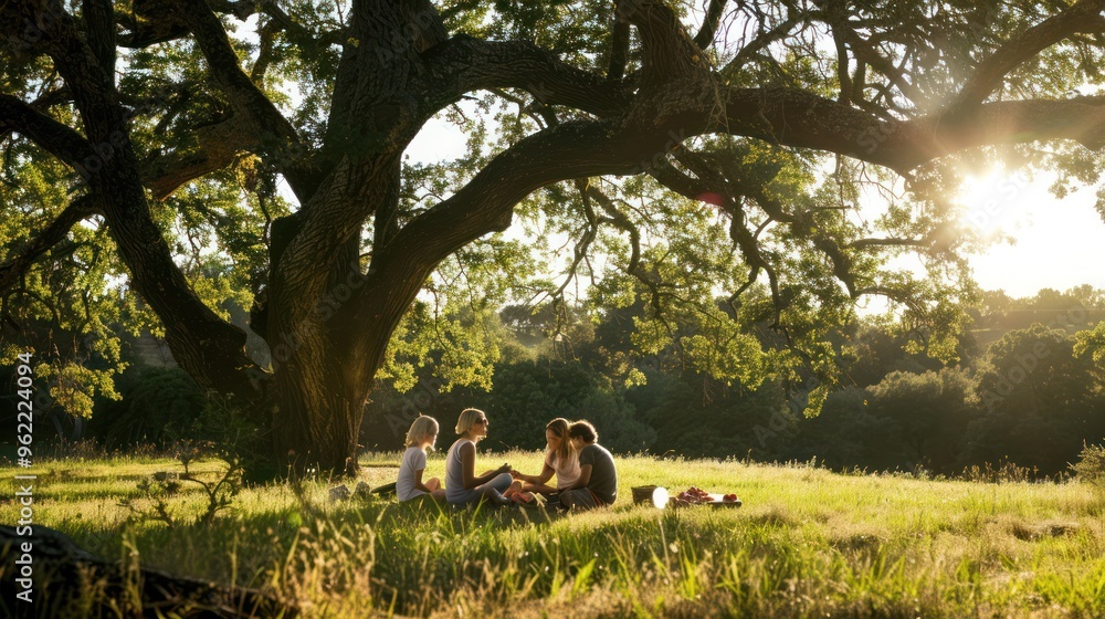 Family Picnic Under a Sprawling Oak Tree Family Picnic Under a Sprawling Oak Tree
