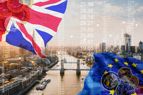 Photography UK Stock graphic background on financial market trade chart