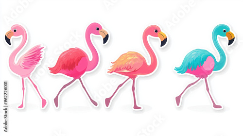 Baby flamingos walking sticker on white background cute kawaii colorful vibrant 8k quality detailed --ar 16:9 --v 6.1 Job ID: 75ab45dd-6559-4d21-95ad-36b73bb87de5 photo