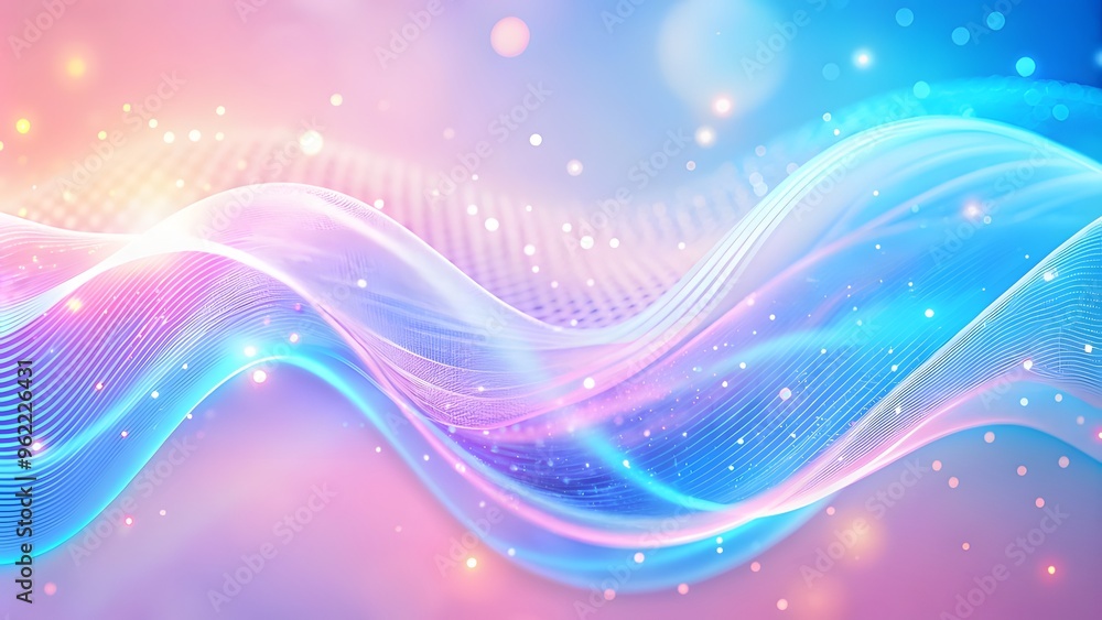 Particle stream. Blue, purple background with many glowing particles. Information technology background. Abstract digital wave Particle stream. Blue, purple background with many glowing particles. Information technology background. Abstract digital wave