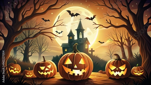 Halloween-themed vector illustration with creepy texture and subtle glow