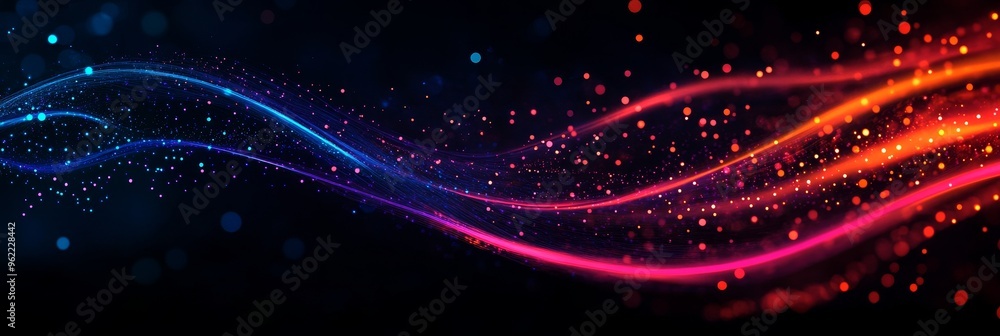 Fototapeta premium Abstract background with colorful lines and dots, symbolizing energy, movement, connection, technology, and dynamism.
