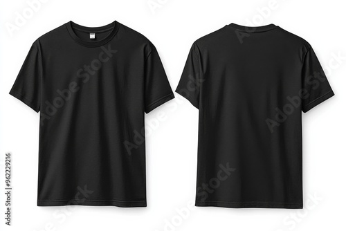 Black Tshirt Mockup Front and Back Isolated created with Generative AI