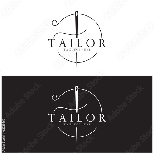 tailor logo icon illustration template combination of buttons for clothes, thread and sewing machine, for clothing product design, convection companies, fashion in vector form