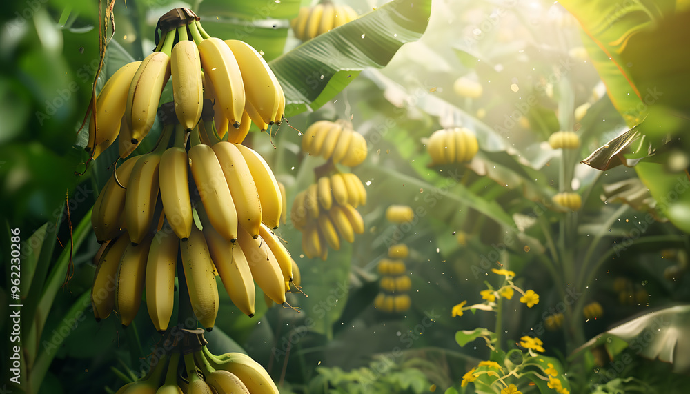 Naklejka premium Freshness and sweetness of ripe Banana, a healthy summer snack generated