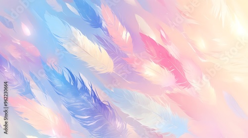 Vibrant Colorful Rainbow Pastel Feathers Background Wallpaper