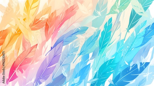 Vibrant Colorful Rainbow Pastel Feathers Background Wallpaper
