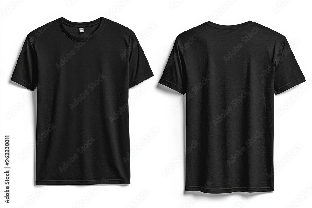 Black Tshirt Mockup Front and Back Isolated created with Generative AI Black Tshirt Mockup Front and Back Isolated created with Generative AI