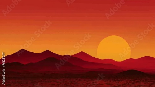 A desert sunset gradient shifting from golden yellow to deep burgundy with a slight sandy texture evoking the warm dry air of a desert evening photo