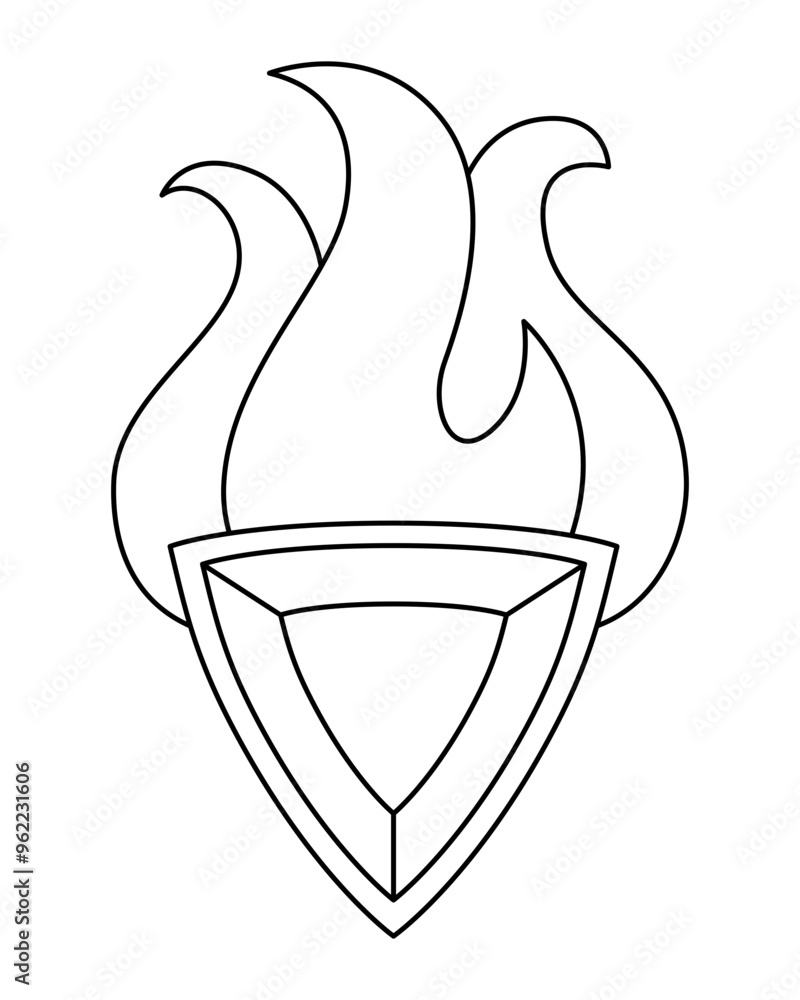 Flame and gem, fire element - vector linear image for coloring logo or pictogram. Outline. Fire and gem element of fire magic. Flame and gem, fire element - vector linear image for coloring logo or pictogram. Outline. Fire and gem element of fire magic.