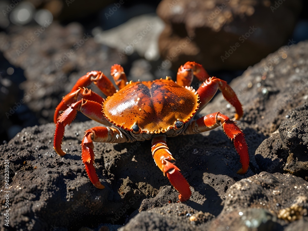 Red Crab on Black Volcanic Rock Red Crab on Black Volcanic Rock