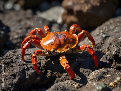 Red Crab on Black Volcanic Rock