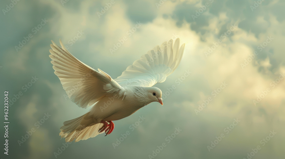 Fototapeta premium white flying dove in the air