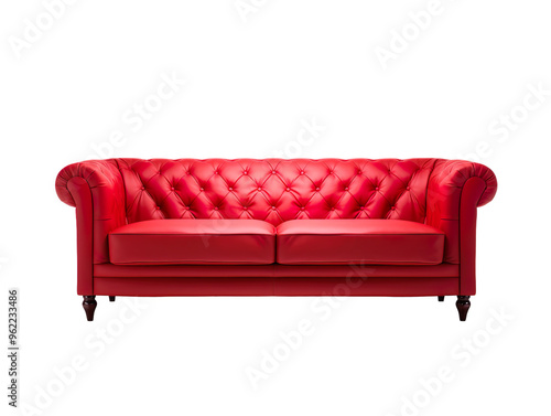 Sofa deco style in red isolated on transparent and white background photo