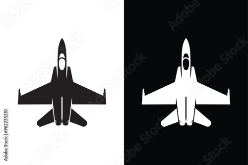 Timeless Fighter Jet Silhouettes Black and White Icons