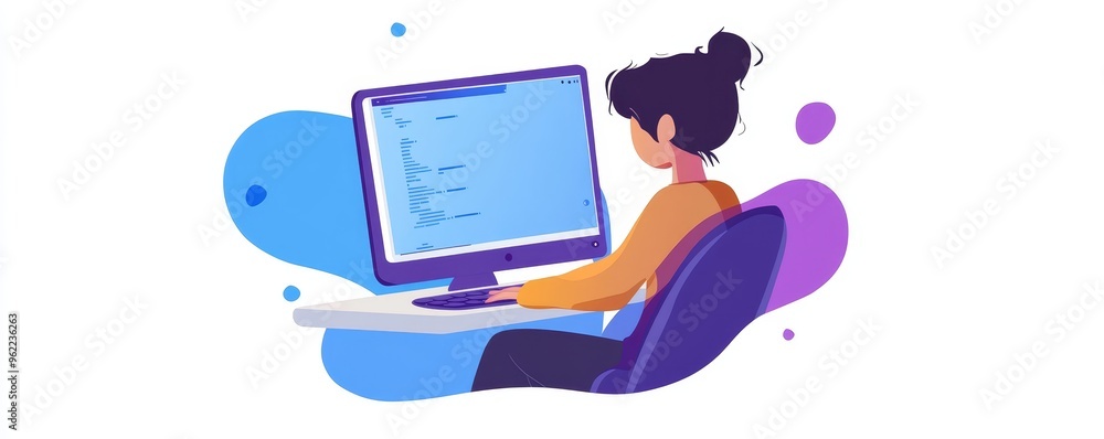 Teacher Coming Out of the Computer Screen, Illustration Teacher Coming Out of the Computer Screen, Illustration
