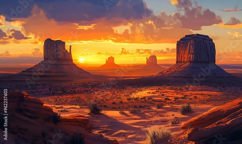 Monument Valley Buttes at Sunset