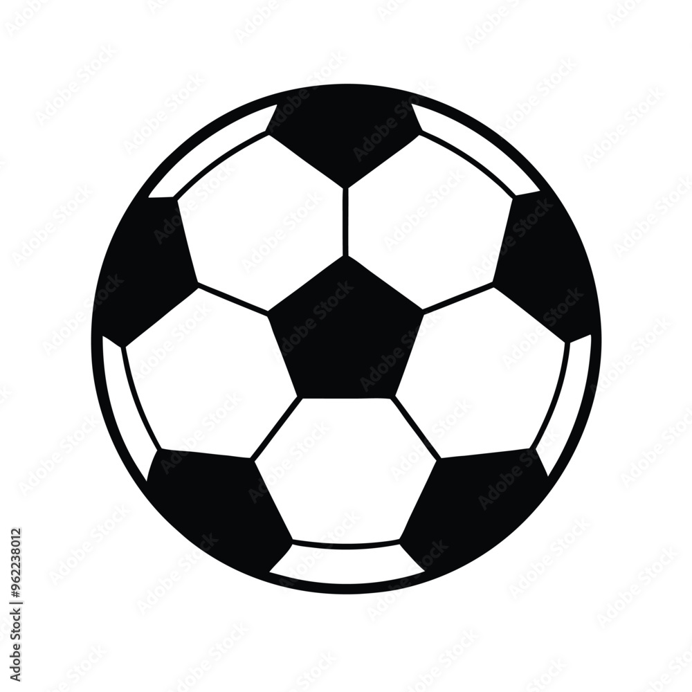 Fototapeta premium soccer ball icon vector silhouette, black color silhouette, isolated white background