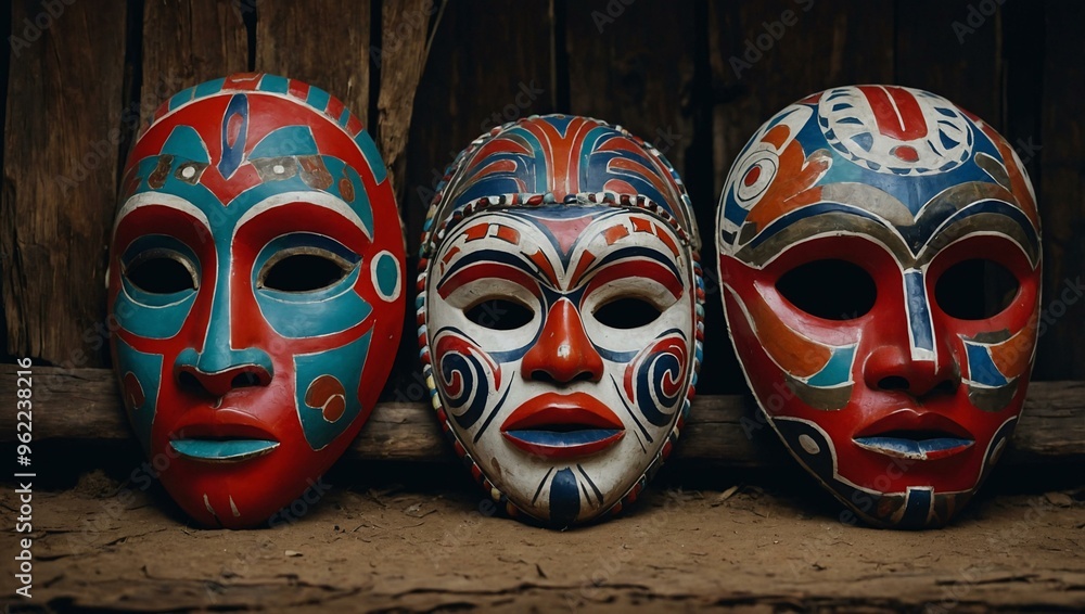 Tribal masks that reflect a vibrant and rich cultural heritage. Tribal masks that reflect a vibrant and rich cultural heritage.