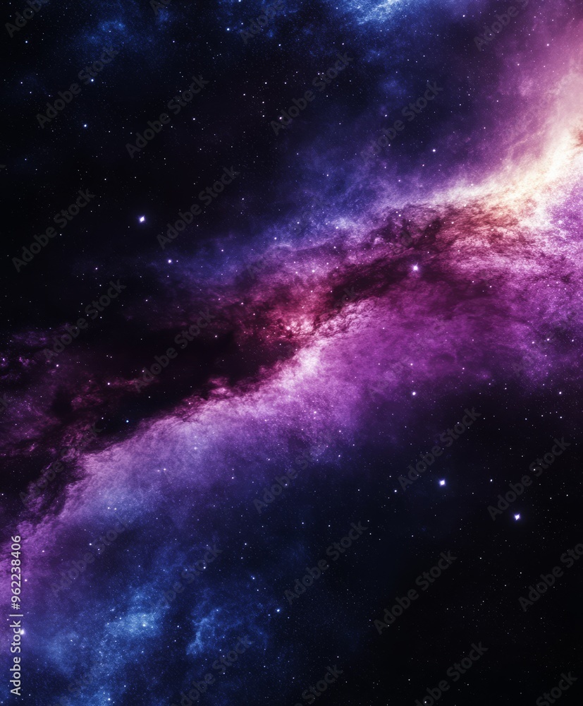 Fototapeta premium A deep space gradient background fading from dark blue to rich purple with subtle starlike speckles evoking the vastness of outer space and a sense of mystery