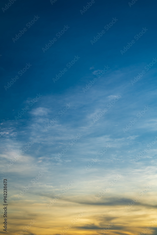Obraz premium Panoramic beautiful sunset sky, Cloud in twilight - vertical background