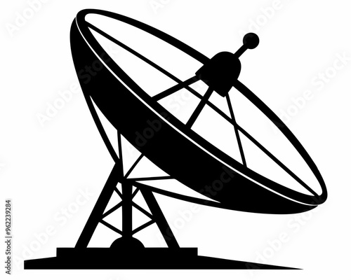 Large satellite dish antenna icon and vector illustration