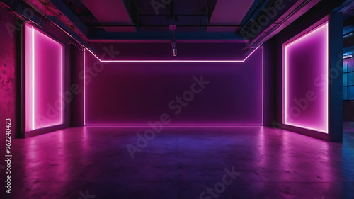 Purple pink light colorful gradient neon background, Studio room style and fashion spotlight on wallpaper