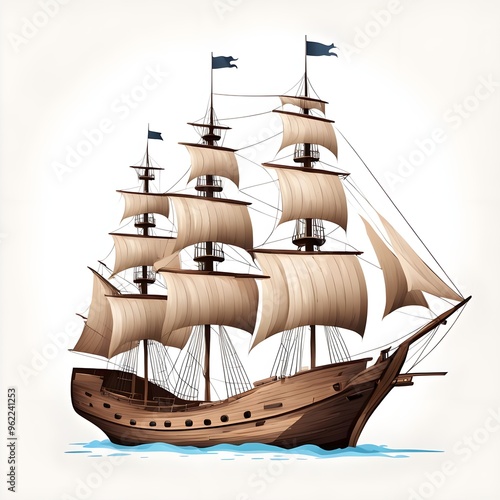 Old wooden ship vector ilustración