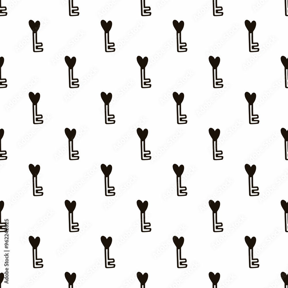 Seamless pattern with a heart-shaped key illustration . Design for Valentines Day Seamless pattern with a heart-shaped key illustration . Design for Valentines Day