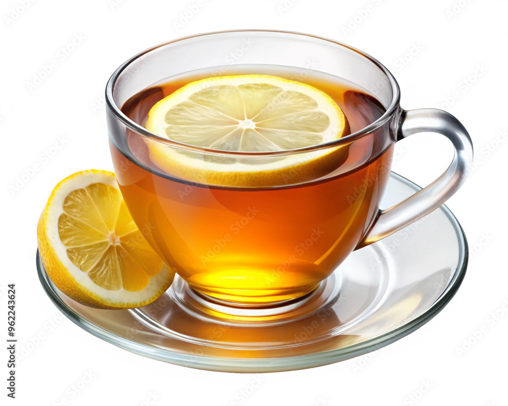 A cup of tea with a lemon wedge transparent background PNG. A cup of tea with a lemon wedge transparent background PNG.