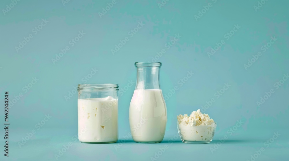 A serene display of fresh milk and yogurt. This image captures the essence of dairy products in a clean, minimalist style. Perfect for food blogs and healthy living content. AI A serene display of fresh milk and yogurt. This image captures the essence of dairy products in a clean, minimalist style. Perfect for food blogs and healthy living content. AI