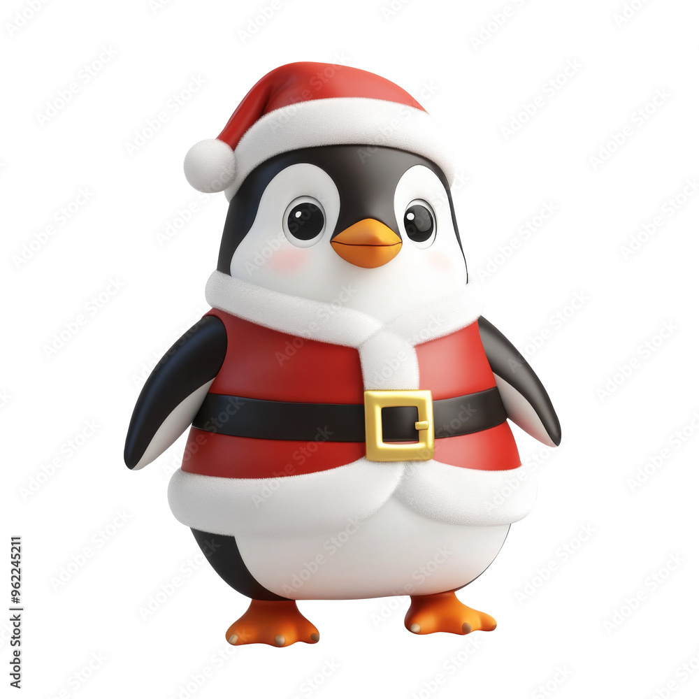 Christmas Cute Little Penguin on a white background. Generative AI Christmas Cute Little Penguin on a white background. Generative AI