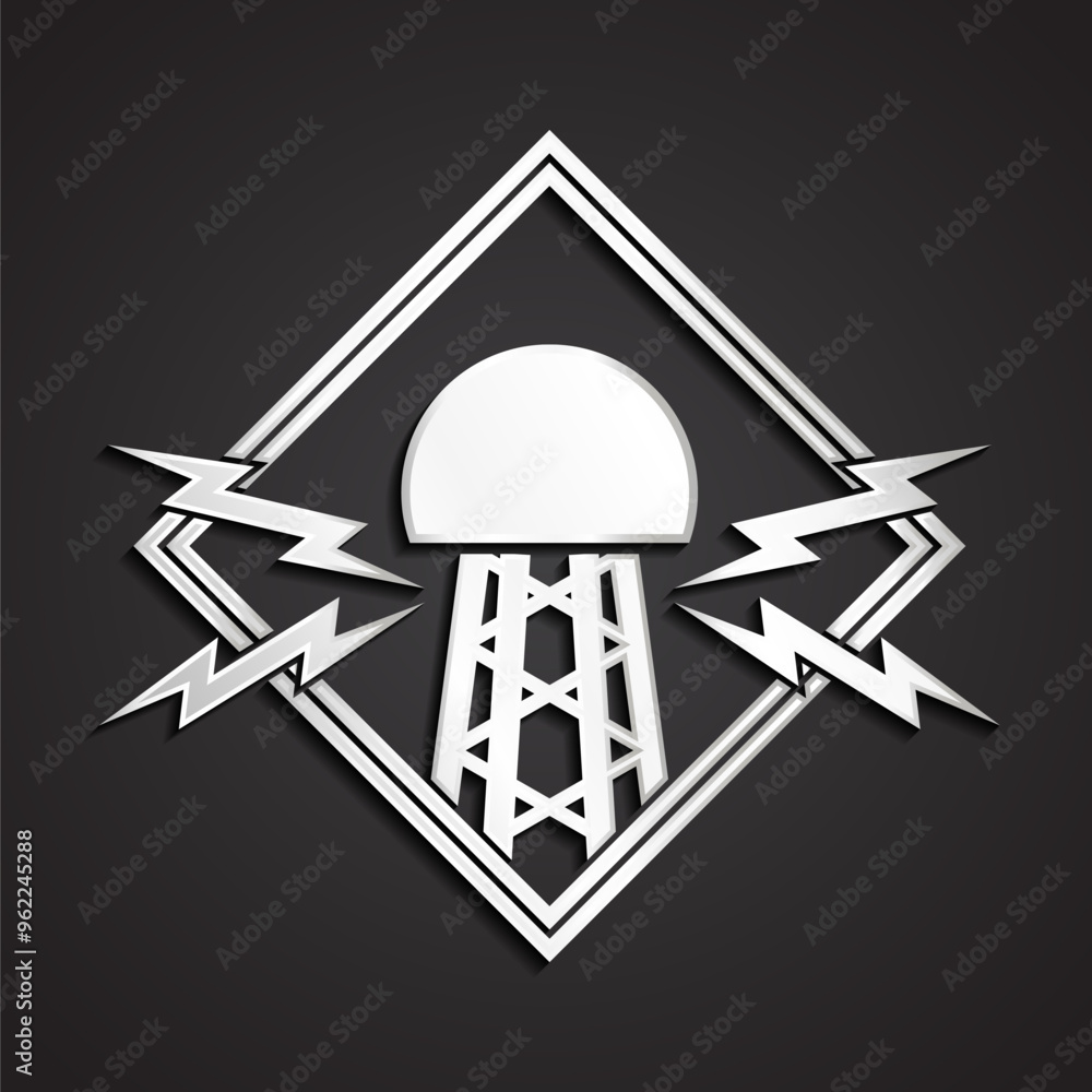 Obraz premium electric coil transformer 3d silver metal logo design