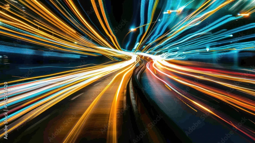 Abstract Light Trails of Moving Cars at Night Abstract Light Trails of Moving Cars at Night