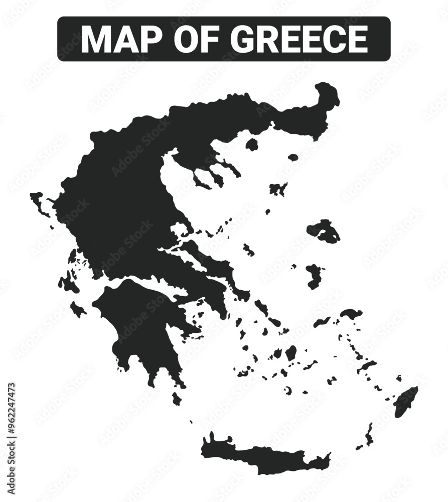 Obraz premium Simple Greece Black map flat vector illustration