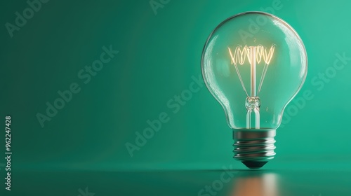 Artistic lightbulb against a clean green backdrop, ideal for inserting your messag