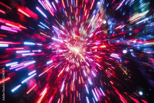 Dynamic Fireworks Display at Digital Art Festival, Bursts of Light and Interactive Installations