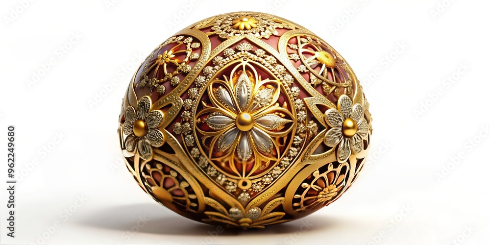Intricate Easter egg design with ornate filigree and opulent gold accents Intricate Easter egg design with ornate filigree and opulent gold accents