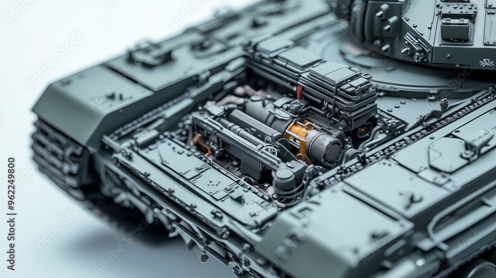 realistic of a modern tank with semi transparent features, allowing a clear view of the engine and realistic of a modern tank with semi transparent features, allowing a clear view of the engine and