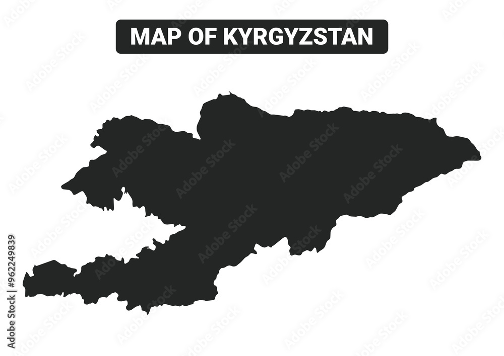 Obraz premium Simple Kyrgyzstan Black map flat vector illustration
