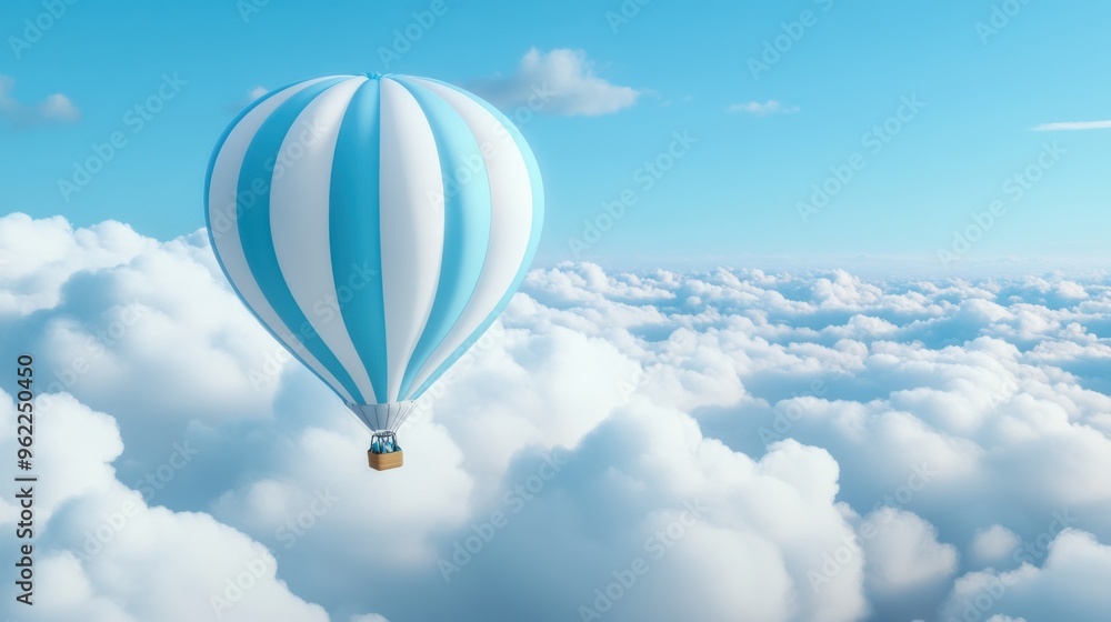 Fototapeta premium A hot air balloon floating in the sky above a cloud bank, AI