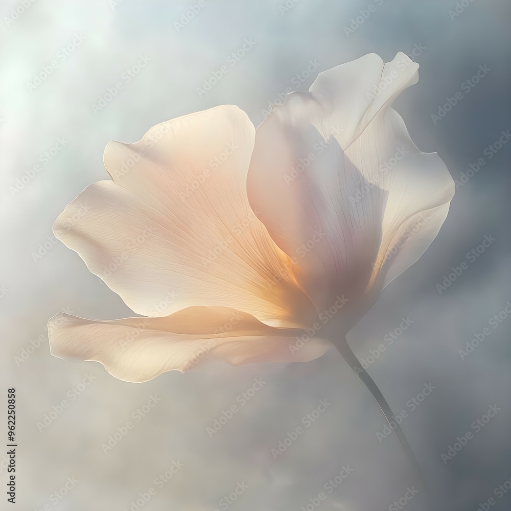 Fototapeta premium Closeup of a milky, silky petal with pastel hues.