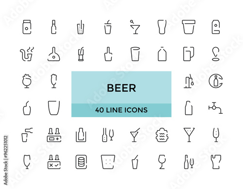 Beer icon. outline vector icons. Includes such as Bottle, Barrel, Cup, Can and other. Editable Stroke icon Set. Pixel Perfect.