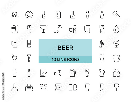 Beer icon. outline vector icons. Includes such as Bottle, Barrel, Cup, Can and other. Editable Stroke icon Set. Pixel Perfect.