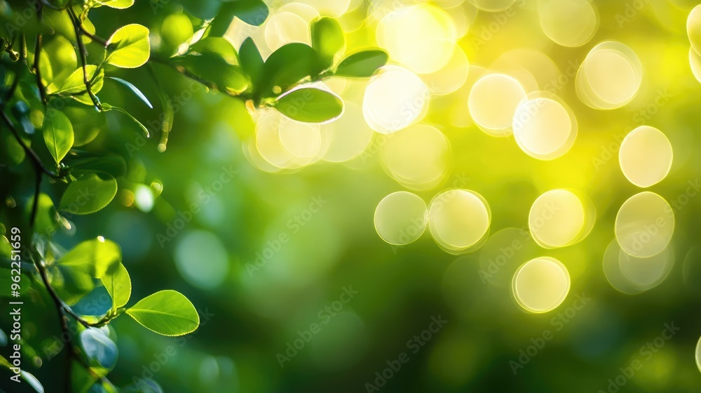 Fototapeta premium Fresh green background with a subtle bokeh effect, adding a touch of depth and sophistication