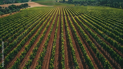  Aerial image of farmland with abundant crops in the foreground and trees in the distance