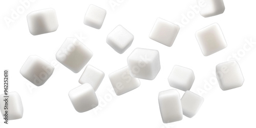 Sugar cube falling isolated on a transparent background PNG