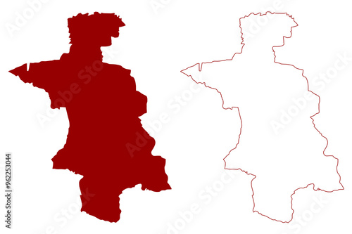 Aarau District (Switzerland, Swiss Confederation, Canton of Aargau) map vector illustration, scribble sketch Bezirk Aarau map