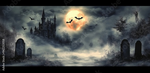 Bats flying to draculas castle