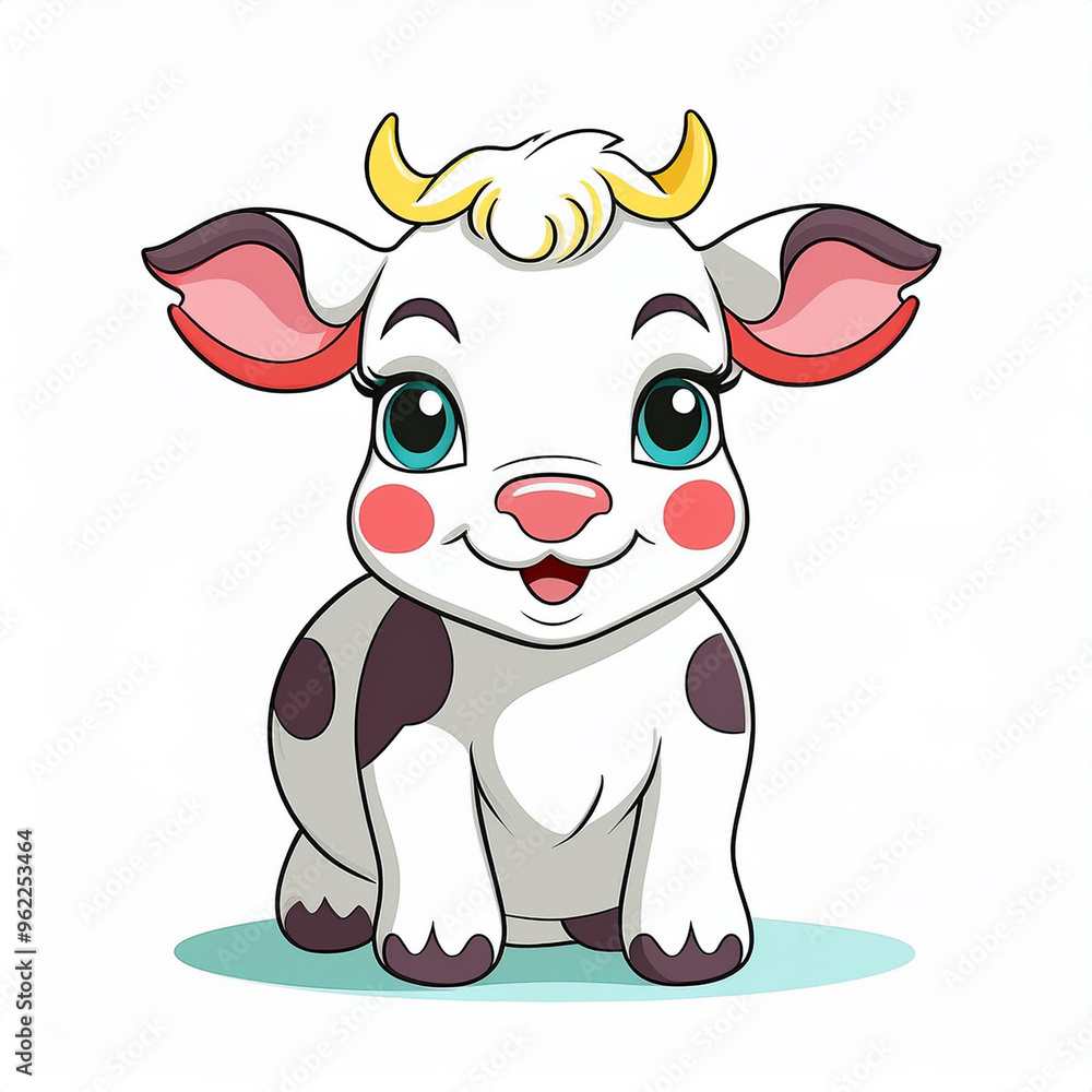 Cute cartoon calf, on white background Cute cartoon calf, on white background